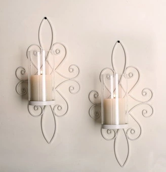 Mirrored Wall Sconce Candle Holder with Candle Plate