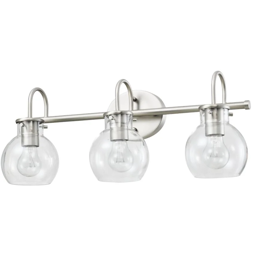 4 Lite Brushed Nickel Vanity Light with Clear Globes (YX-2070-04-6922)