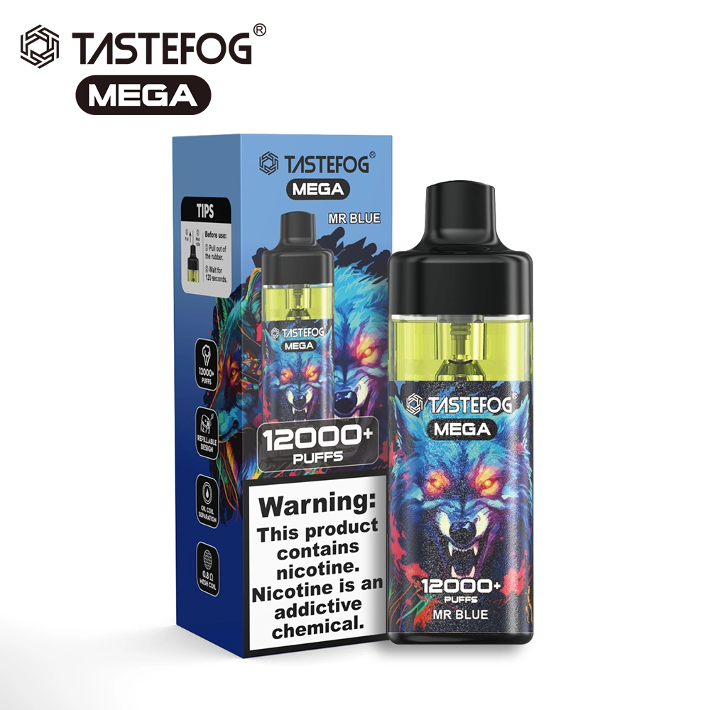 New Arrival Tastefog Mega 12000+ Puffs China Manufacture Disposable Vape Adjustable Airflow Randm Tornado Refillable Vape with LED Flashlight