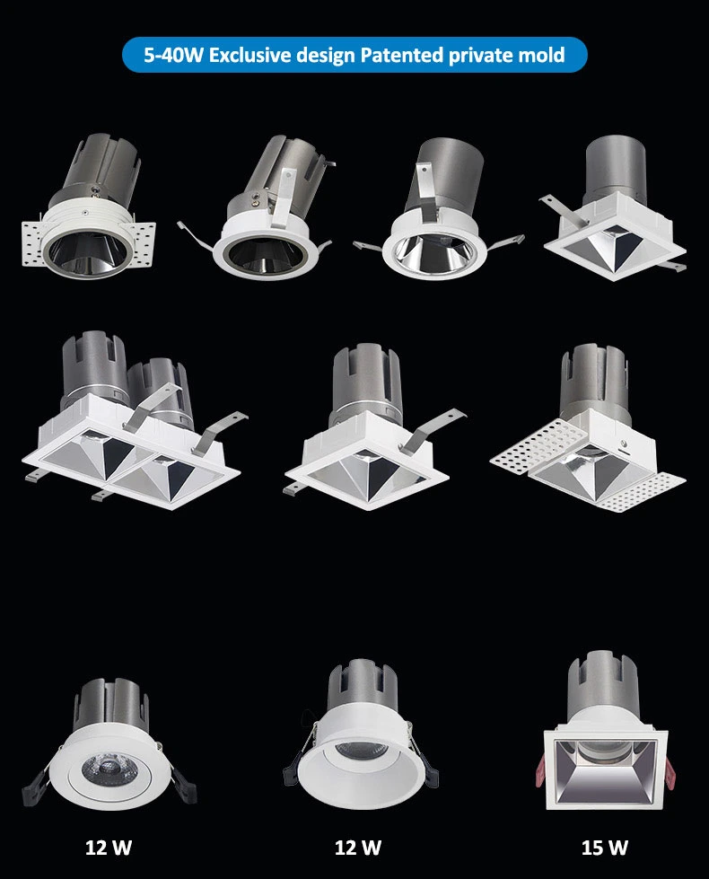 Rectangular Square Single Head Double Head Three Head Facotry Private Mould Anti Glare Recessed LED Ceiling Lamp Indoor Lighting OEM