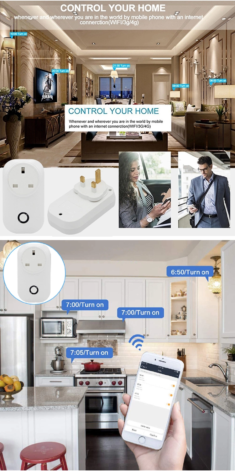 Residential/Office 16A Plastic Wall Plug Smart WiFi Plug