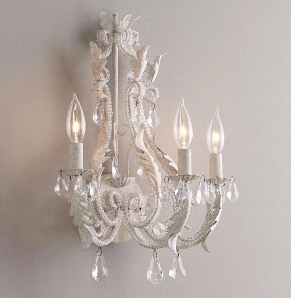 Antique Lighting Rustic Decor White Body Color Crystal Wall Sconce (Wh-VR-102)