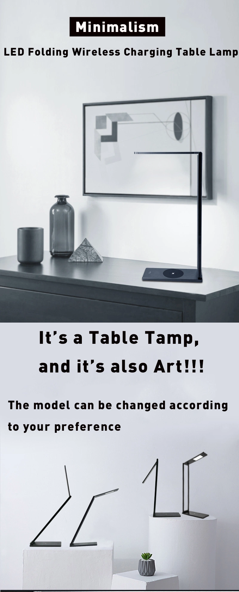 Foldable Wireless Charger Modes Desk Light LED Table Lamp