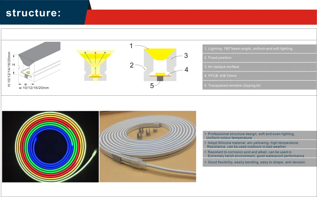 Silicone Separation Neon LED Flex Separated Strip Light Rope Separate 16X16mm 12V 24V Tube Strip RGB Neon Flex LED Neon Lights