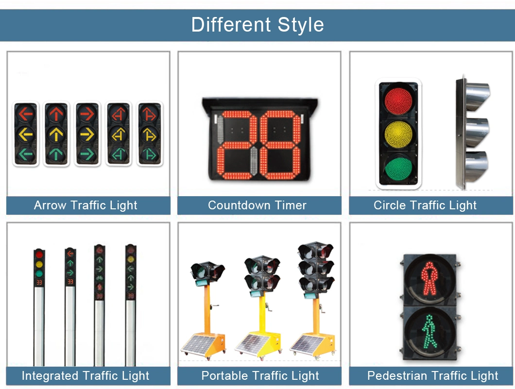 Red Yellow Green Traffic Signal Lighting with Round, Arrows, Sidewalk and Numbers Design