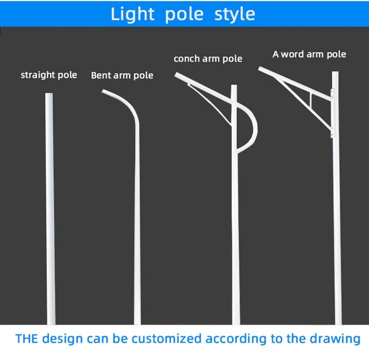Q235 Galvanized Steel Column Light Pole for Lighting Fixture