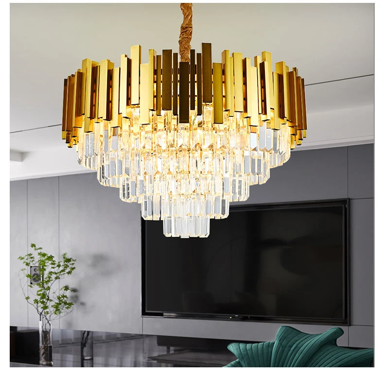 Indoor Luxury Modern Crystal Chandelier European Home Living Room Dining Room Pendant Lamp Hotel Banquet Hall Lighting