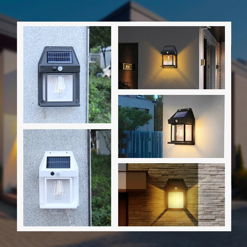 Solar Tungsten Wall Light Wireless Dusk to Dawn Motion Sensor LED Wall Sconce IP65 Waterproofs