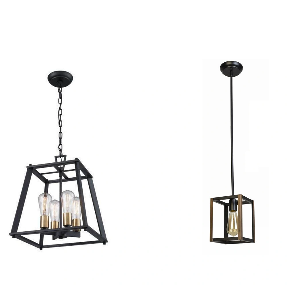 Black Metal Classic Traditional Lantern Lamp Chandelier Pendant Lighting for Kitchen Living Room