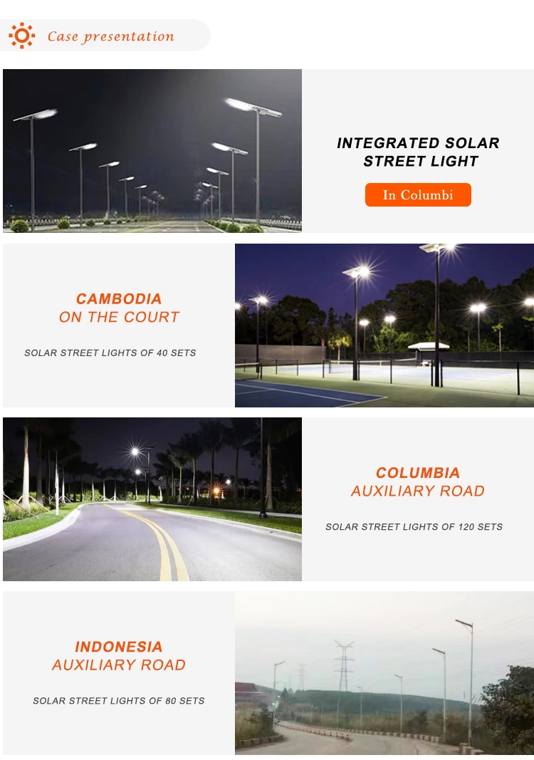 LED All in One Solar Street Outdoor Light 30W 40W 60W 80W 100W 120W 150W 200W Lamp with Street Lighting Pole