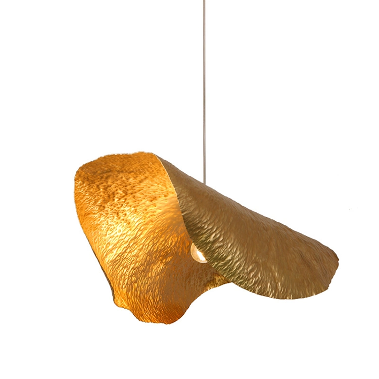 Creative Golden Lotus Leaf Chandelier Restaurant Bedside Lighting &amp; Q Pendant Lamp Shades