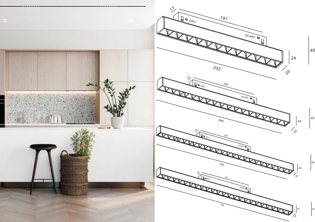 DC48V Magnetic Track Lights Magnet Linear Aluminum Ceiling Recessed Suspended Creative LED Magnetic Lights Tracking Rail Lighting Industrial