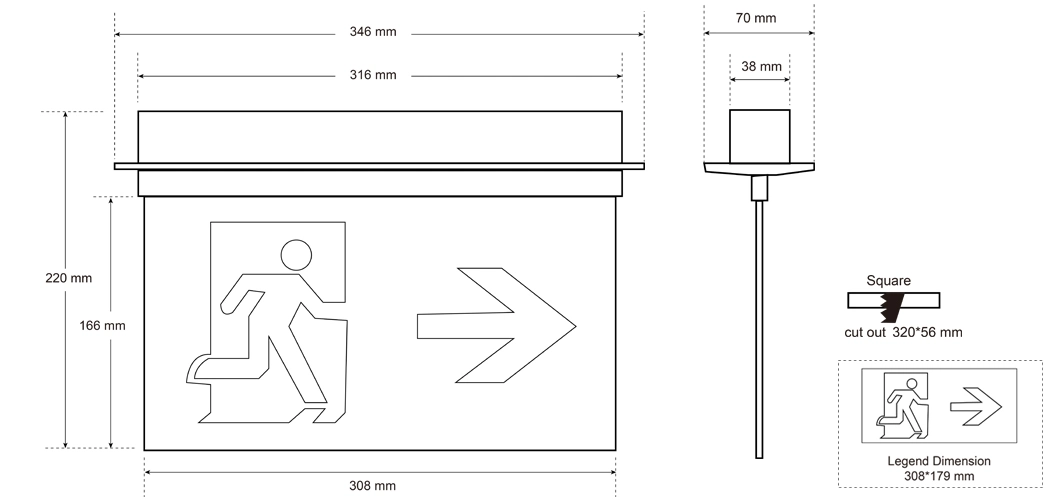 New Design 5 Kinds of Installation Rechargeable Emergency LED Exit Sign