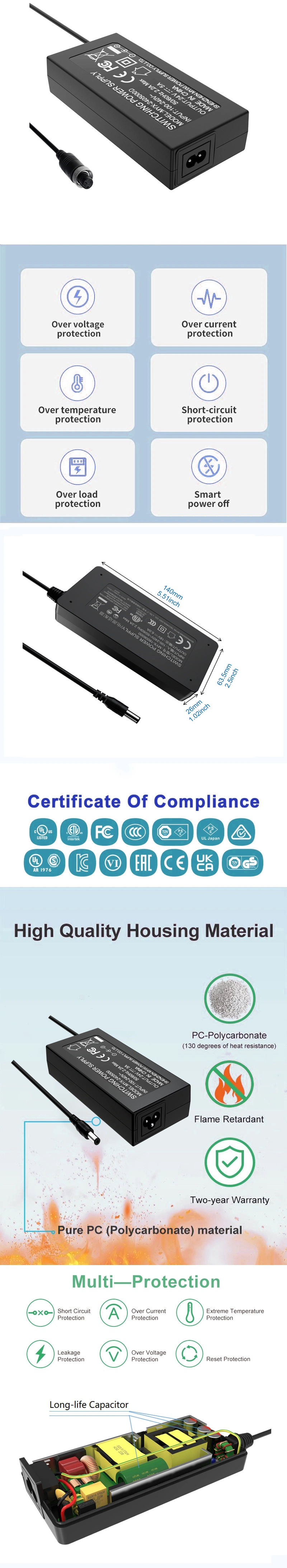 Free Samples Factory Price 12V 24V 4A 5A 6A 7A 8A 120W Desktop Power Adapter UL FCC GS CE Kc Kcc PSE SAA C-Tick Power Supply Adapter