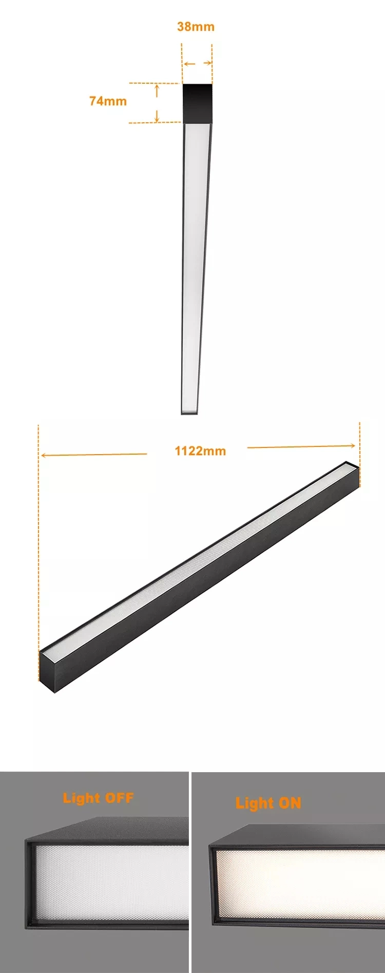 Warranty 5 Years Anti-Glare Batten Tube Aluminum Profile Housing Ceiling Mounted Pendant up Down Office Linear Lamp LED Light for Motif Hotel School Lighting