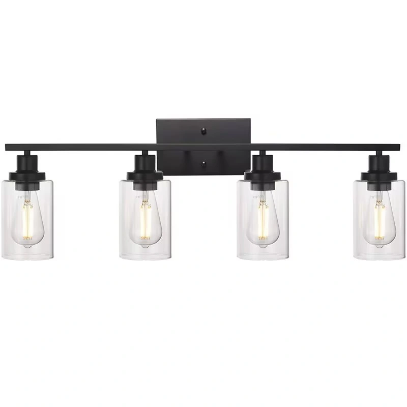 Bathroom Vanity Light Fixtures 3 Lights Wall Sconce Black with Clear Glass Shade for Bedroom Living Room Hallway Kitchen