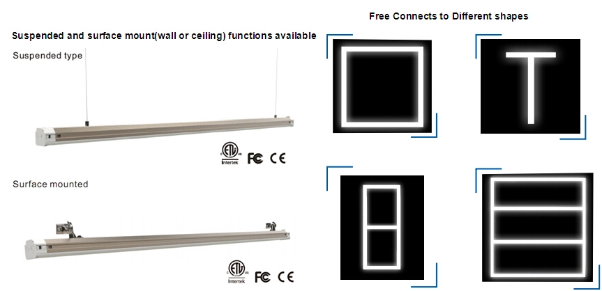 Surface or Suspending Mounting Free Connecting Office Linear Lighting