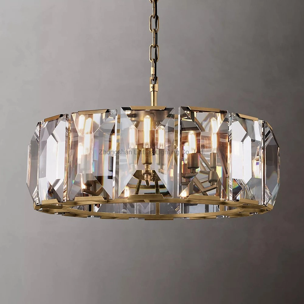 Loft Harlow Crystal Rectangular Chandelier 60&quot; Crystal Prisms Light LED Vintage Restaurant crystal Dining Lighting