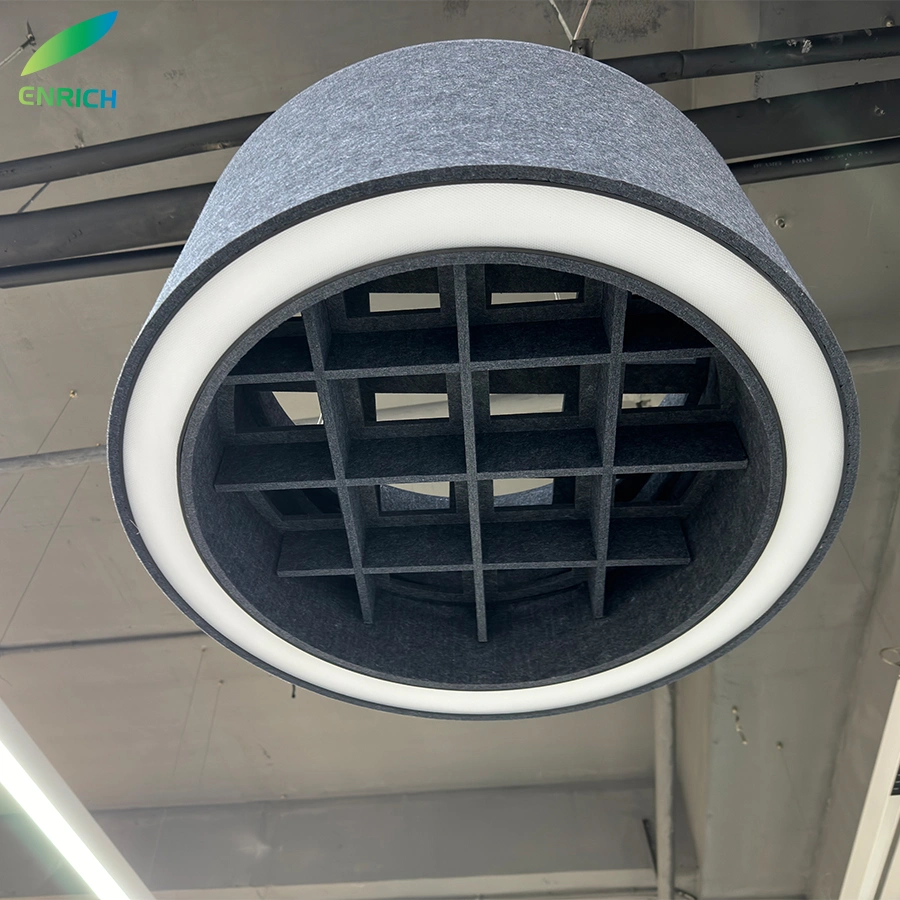 Office Shop Store Acoustic Lighting Cylinder Ring LED Linear Light Sound-Absorbing Lighting Solution