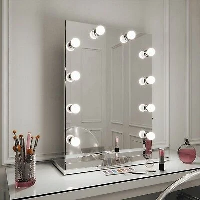 Ortonbath Hollywood Lighted Vanity Makeup Mirror W/ 10 LED Lights, Touch Control Dimmable Cold/Warm Light, Adjustable Angle for Dressing Table