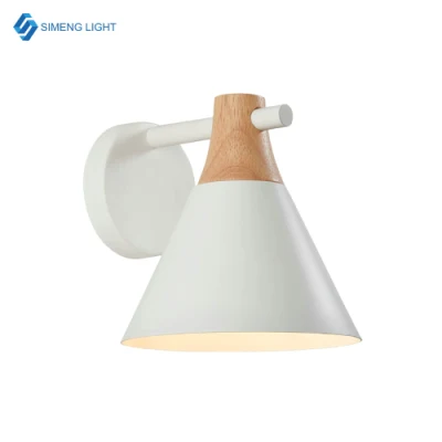  Lámpara de pared simple de los países nórdicos el embudo de Black Metal moderno de la sombra de la pared de madera aplique el cuello de cisne la iluminación interior E27 Socket 9 pulgadas de sujeción para el dormitorio decoración Cabecera