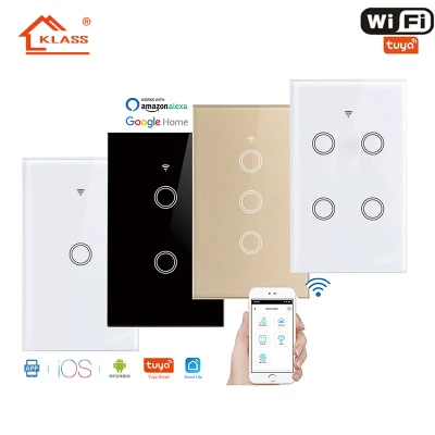  Klass Us Standard IP65 Bluetooth inalámbrico Wall Touch Tuya Interruptor de luz eléctrica con interruptor inteligente de vidrio templado