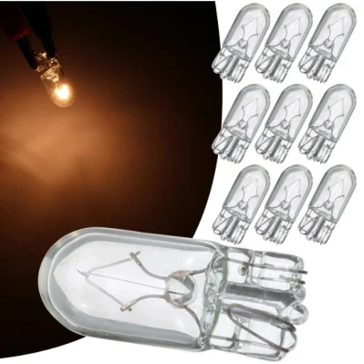  W5W 12V 5W Bombilla incandescente en miniatura de 3W T10 W2.1X9.5D 194 Lámpara de luz de coche