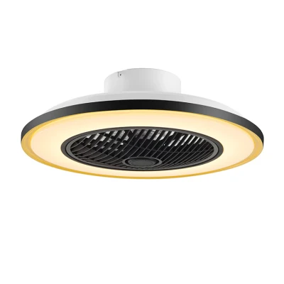  Nuevo diseño residencial efecto madera Marco Smart Control Ventilador de techo LED de atenuación con la luz de la habitación