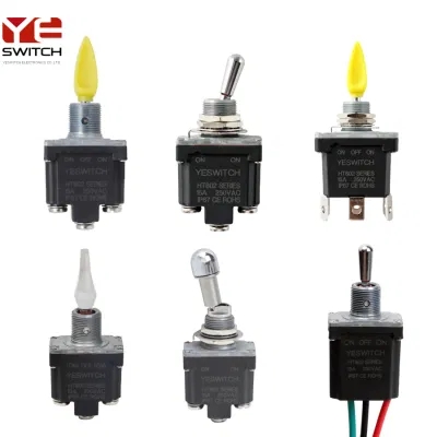  DPDT monopolar/bipolar 15A 28VDC estanco IP68 serie Ht802 Interruptor de palanca encendido-encendido/encendido-apagado-encendido bloqueo momentáneo para conmutación de automoción y aeroespacial Interruptor