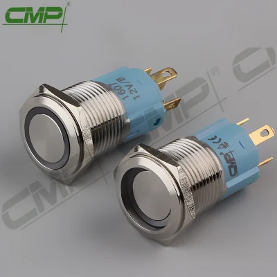  El CMP de metal de 16mm de luz LED de encendido interruptor on/off Interruptores de botón pulsador