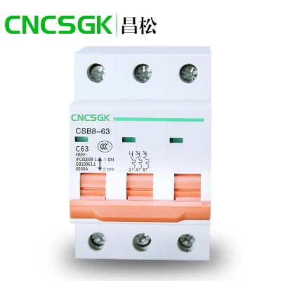  Nuevo Dz47 Electricidad MCB C63 1p-4 Polo 6ka AC DC Mini disyuntor miniatura