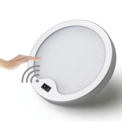  Cc12V 3W Armario bajo armario guardarropa tarea contador escaparate iluminación LED puck con el interruptor del sensor de onda de la mano