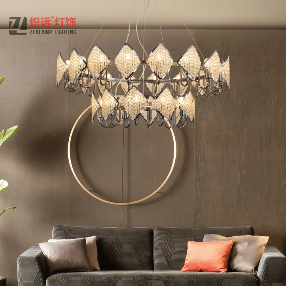 Contemporary Crystal LED Gold Chandelier Lighting for Dining