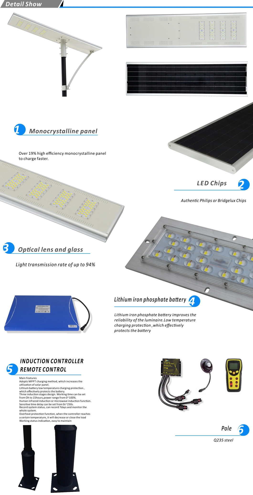 Green Power Solar LED Street Lighting Lts-50r with CCTV Cammera Poles