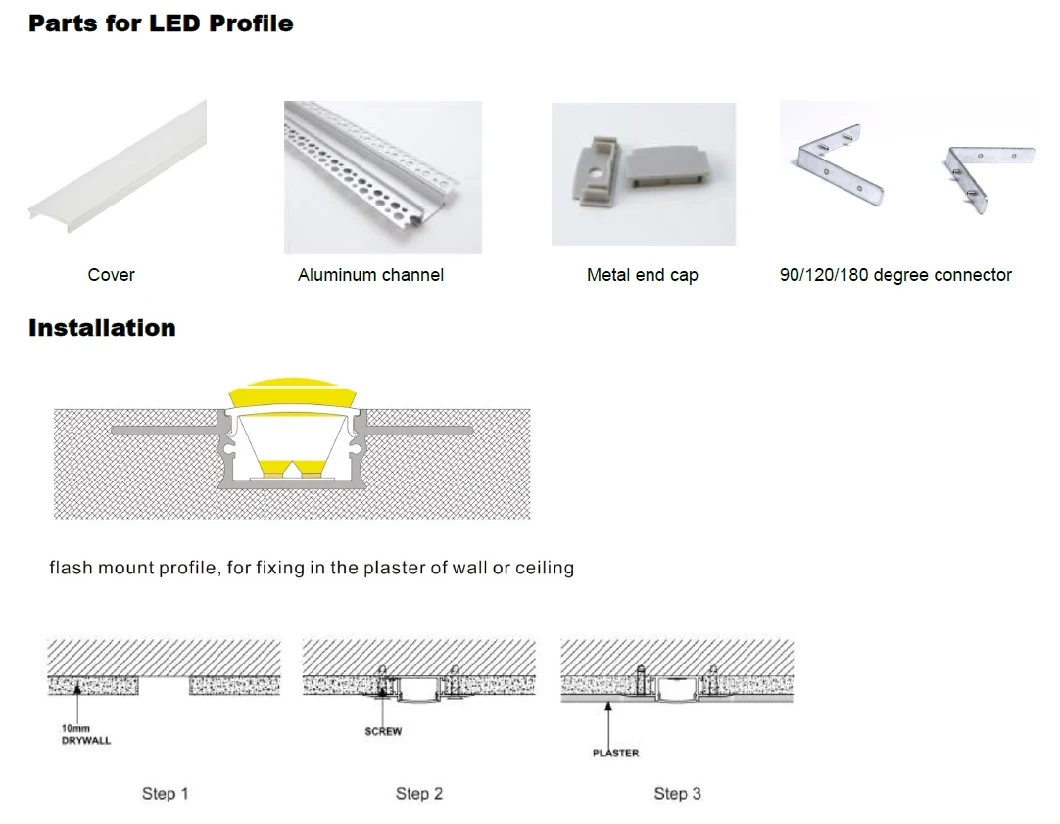 Aluminum Linear Lighting Rimless LED Linear with Flexible Strip Surface/Recessed