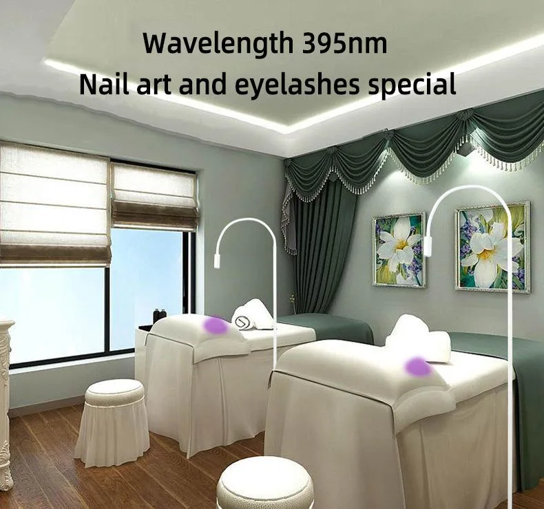 Beauty Salon Use Adjustable Longer UV Gel Dryer Floor Nail Light False Eyelash LED Lamp with Foot Pedal