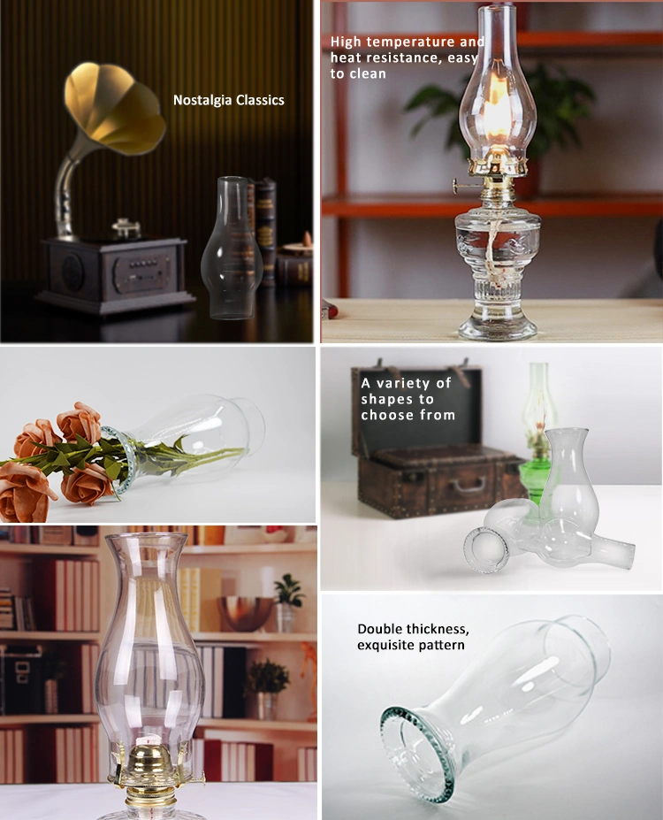 Retro Style Transparent Borosilicate Glass Chimney Oil Lampshade