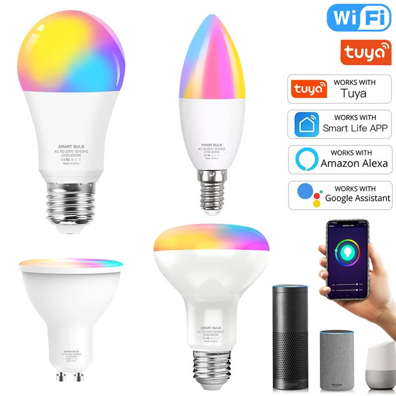 RGB Smart Energy Saving Lamp Lighting Emergency Interior Bluetooth 85-265V WiFi Indoortuya Remote Control IC/RC Dimmable Light E27 B22 LED Bulb