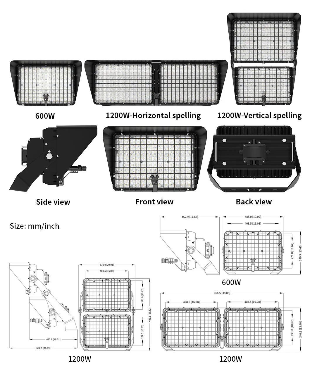 25/40 Degrees Beam Angle for Parking Lot Tunnel Billboard Industrial Lighting