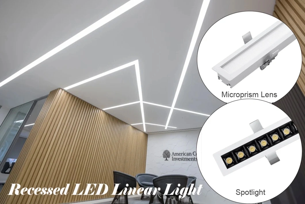 Easy Installation Fittings LED Linear Light Recessed Tube Lamp Housing Lighting with Reflector Cup