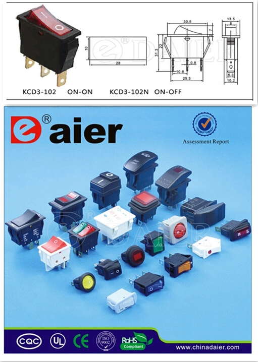 3pin on off Light Rocker Switch