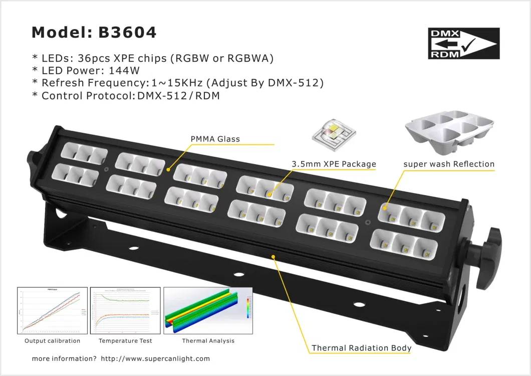 36PCS 4W RGBW4in1 LED Wash Bar for Stage Wall Washer Lighting