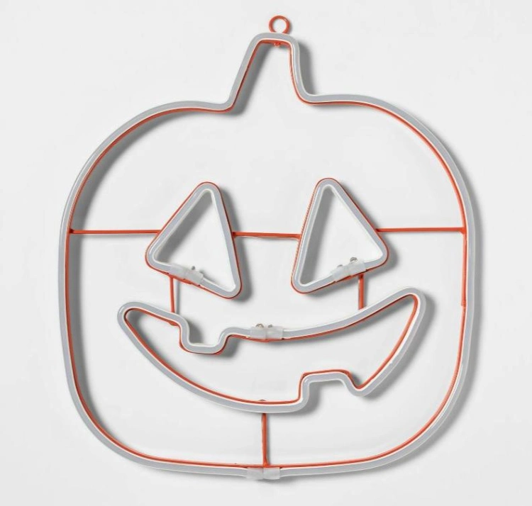 LED Neon Jack-O &prime; -Lantern Halloween Pumpkins Orange and The Outline of Novel Light