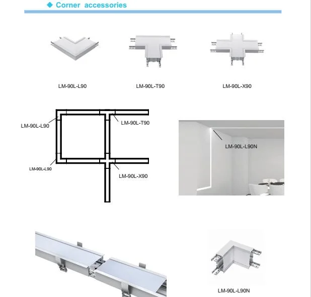 40W Linkable LED Architectural Recessed Linear Office Lighting