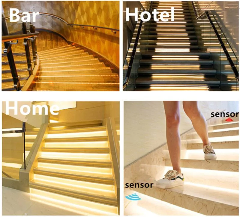 Smart Home Motion Sensor Activated Wall Step Stairway Digital Staircase Strip Lighting LED Stair Light Stair Lighting Stair LED