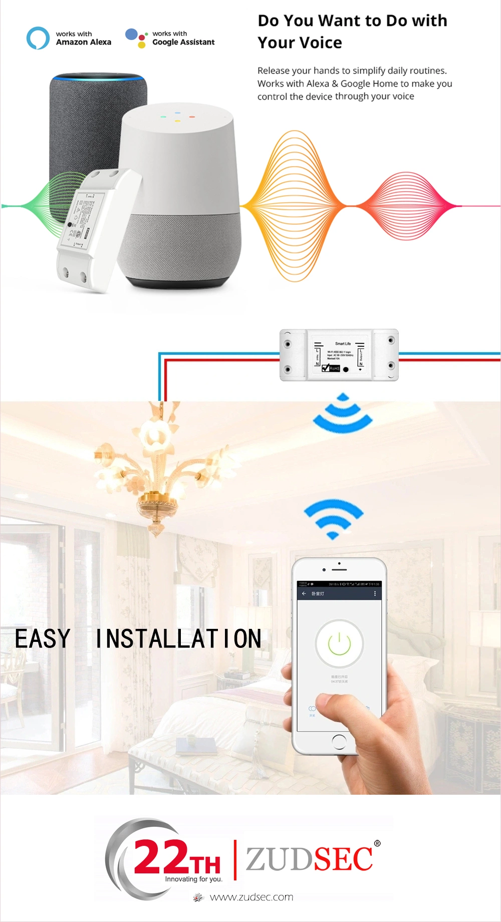 Smart Life Universal WiFi Breaker Alexa Google Smart Home Remote on off WiFi Smart Switch