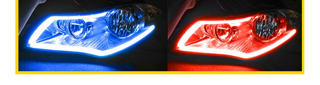 30cm 45cm 60cm Two-Color LED Daytime Running Light 12V Flexible Strip Light DRL Red Amber