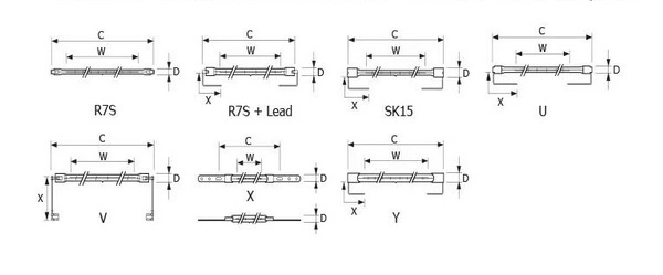 Infrared Quartz Heater Heat Tube Ceramic Halogen Heating Lamp