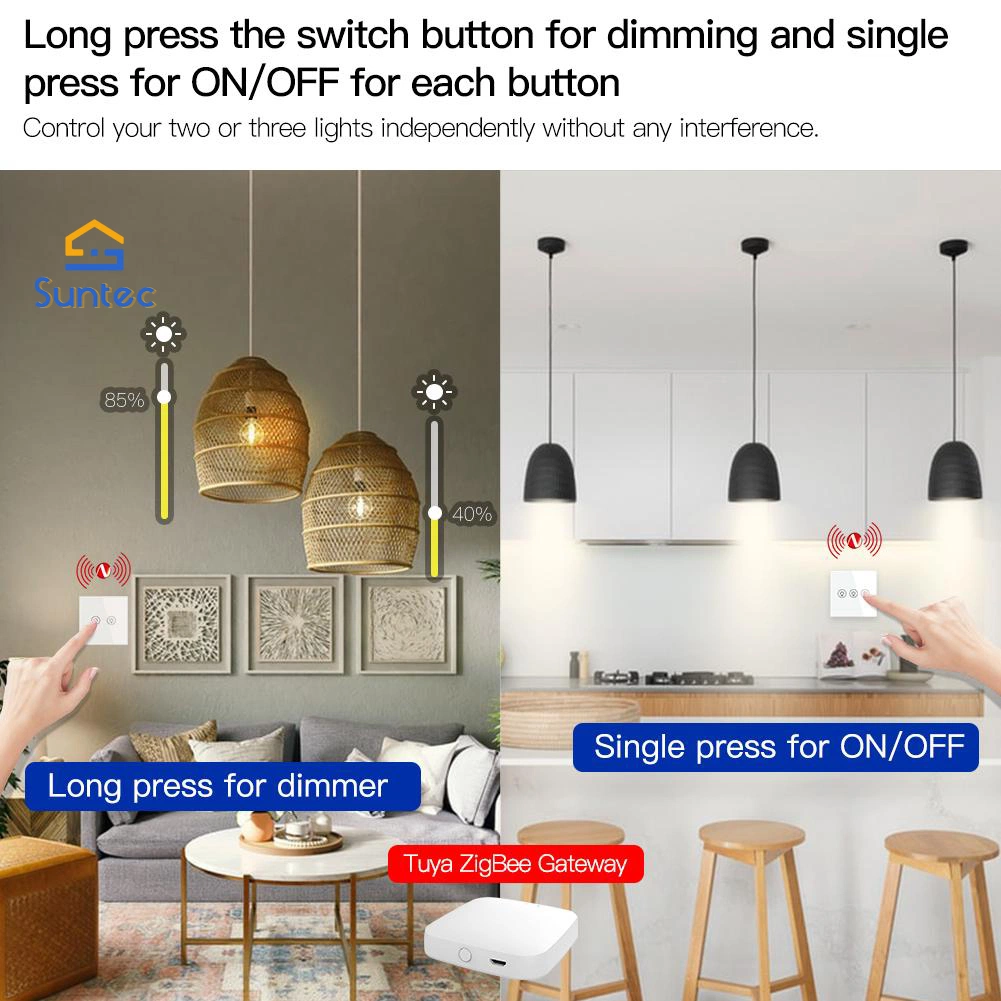 Zigbee 2gang EU Black Smart Light Dimmer Switch Smart House