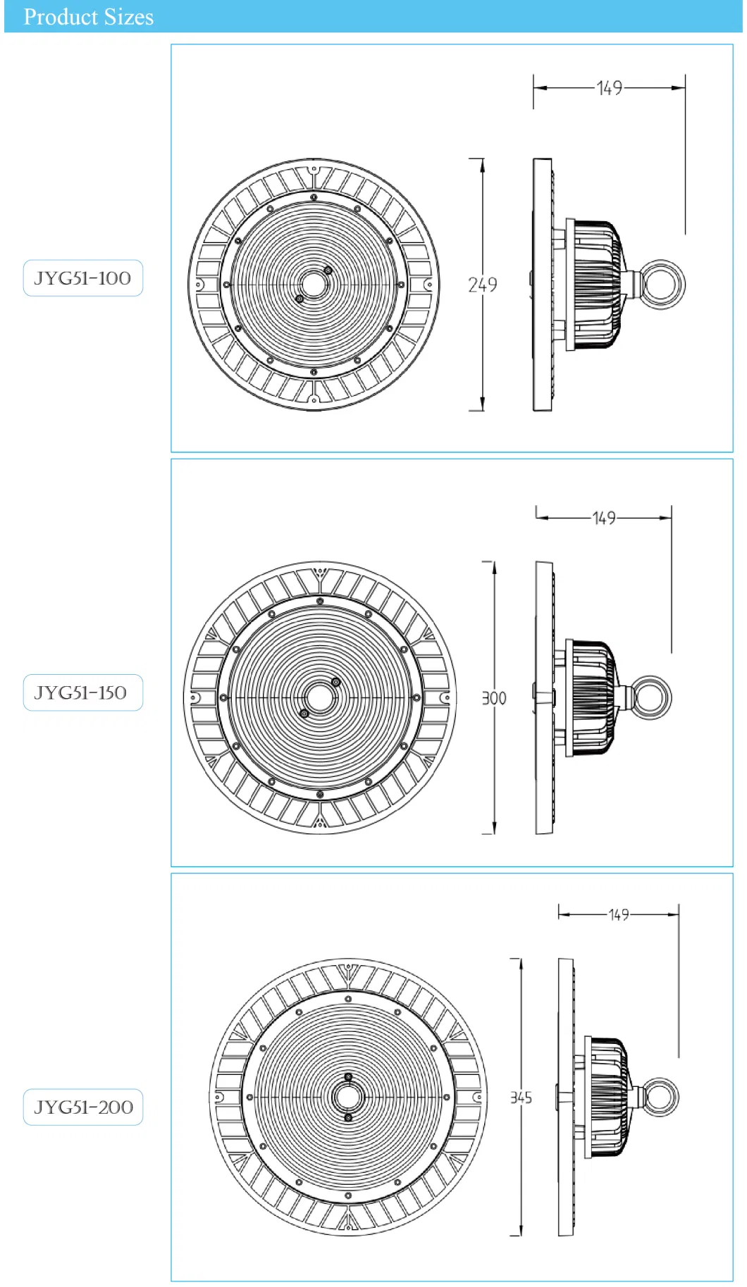 IP65 200W Round LED Industrial Warehouse Sports Ground High Bay Lighting